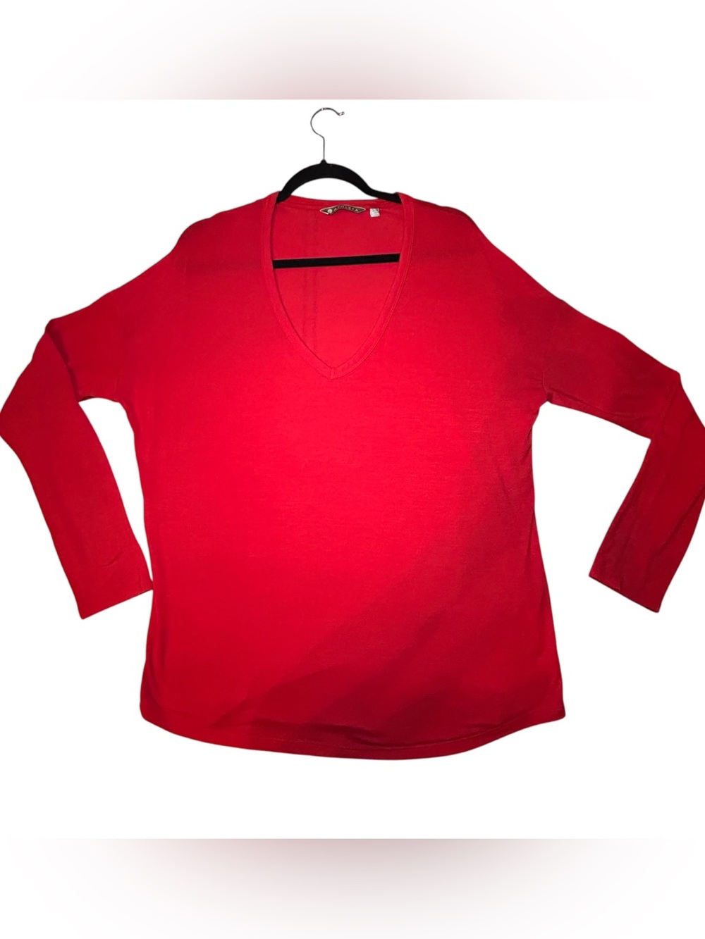 Athleta Red Long-Sleeve Scoop V Neck Tee Size Large